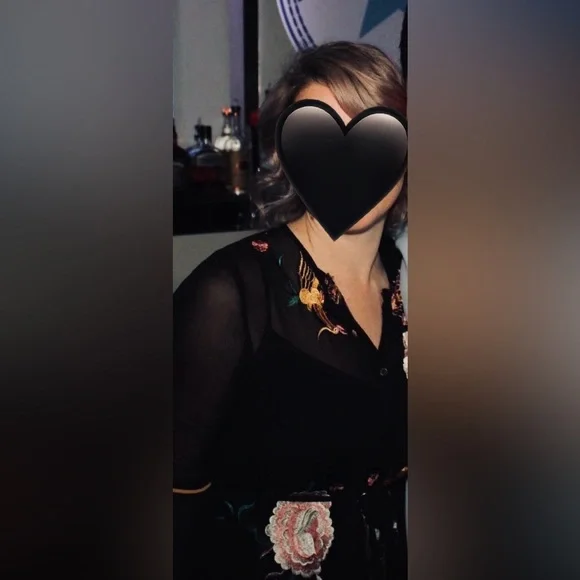 French Connection Sheer Black Embroidered Floral Long Sleeve Dress - Picture 5 of 5